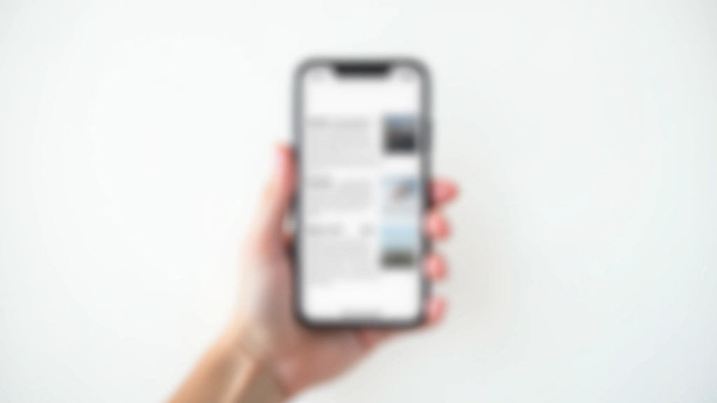 Mobile phone displaying responsive magazine layout with stacked cards adapting to narrow viewport width
